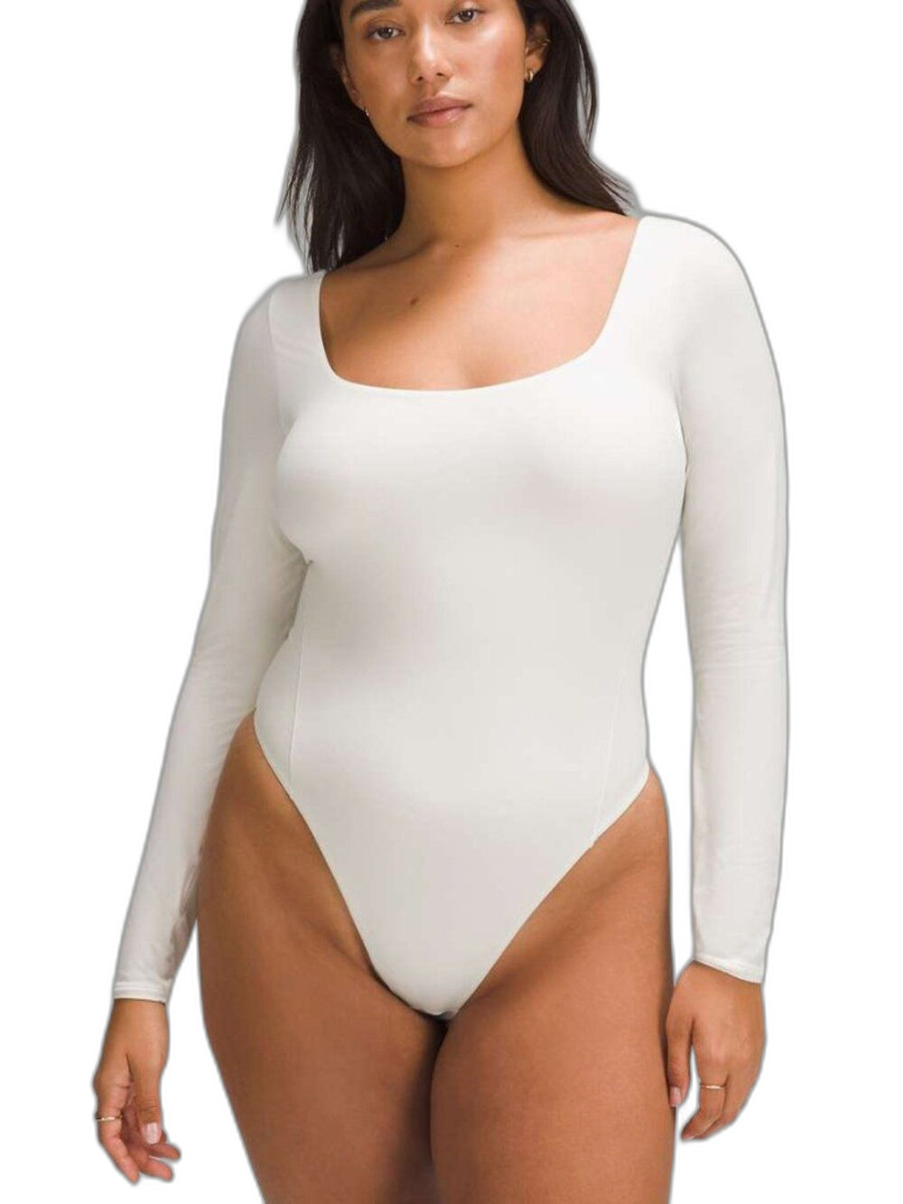 NWT Lululemon Wundermost Nulu Square-Neck Long Sleeve Bodysuit Bone XS